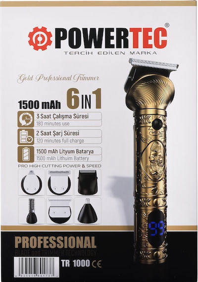 Powertec TR-1000 Tıraş Makinesi 6in1 Saç Sakal Vücut Kulak Burun Erkek Bakım Kiti
