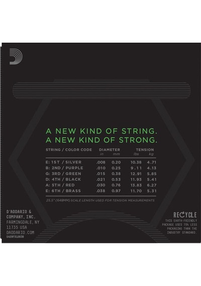 D'addario Nyxl0838 Nickel Wound. Extra Super Light. 08-38 Takım T