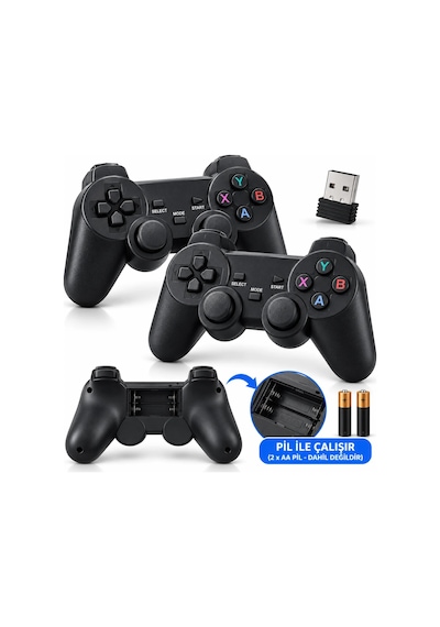 Schitec 2 Adet Kablosuz Arcade Oyun Kolu Seti Usb Alıcılı Retro Oyun Konsolu Uyumlu