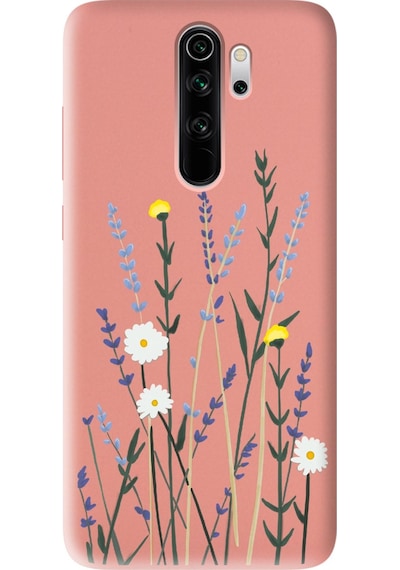 Xiaomi Redmi Note 8 Pro Uyumlu Softy Lavenders Tasarımlı Pudra Lansman Telefon Kılıfı Pembe