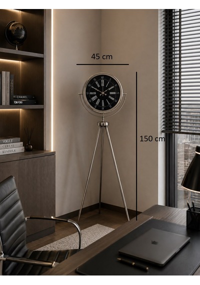 Büro Ev Ofis Dekoru İçin 150x45cm Krom Metal İhtişam Tripod Ayaklı Saat Diğer