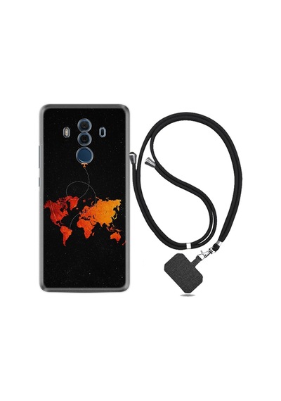Huawei Mate 10 Pro Kılıf Silikon Desen Boyun Askılı Iz Bırakan Uçak 1778