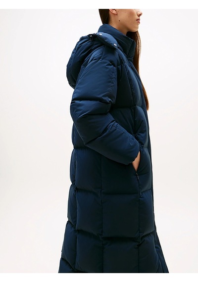 Tommy Hilfiger Kadın Marka Logolu Kapitone Dikişli Kapüşonlu Günlük Kullanıma Uygun Lacivert Mont Dw0dw21977 C1g