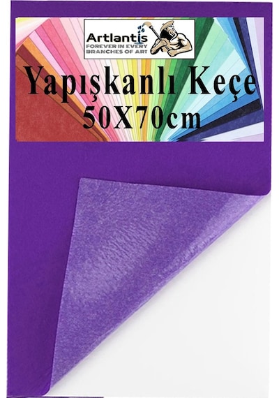 Yapışkanlı Keçe 50x70 Cm 1 Adet 2.0 Mm Kendinden Yapışkanlı Renkli Hobi Keçesi Elişi Keçe Kumaşı Anasınıfı Kreş Etkinlik Mor