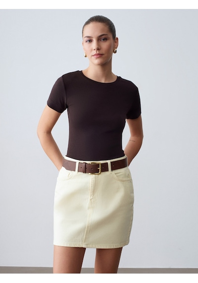 Dilvin 32637 Bisiklet Yaka T-shirt-koyu Kahve Kahverengi Dilvin 32637 Bisiklet Yaka T-shirt-koyu Kahve Kahverengi