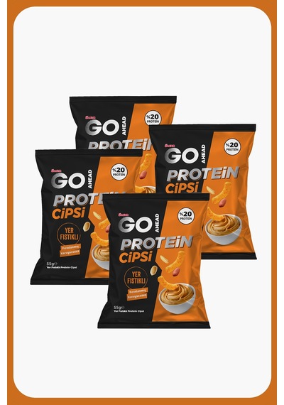 Go Ahead Protein Cipsi - Yer Fıstıklı - %20 Protein - 55 Gram - 4 Adet