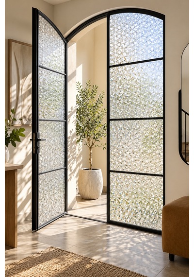 Deconitte Statik Cam Filmi 60x100cm 3d Diamond Elmas Desen Yapışkansız Dekoratif Pencere Kaplama Filmi, Kumlama