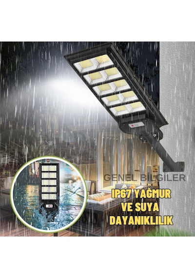 2000w Solar Led Sokak Lambası 67 Cm - 3.5 Kg Ağır Hizmet Tipi , Park Ve Otopark Aydınlatma Armatürü 1 Adet