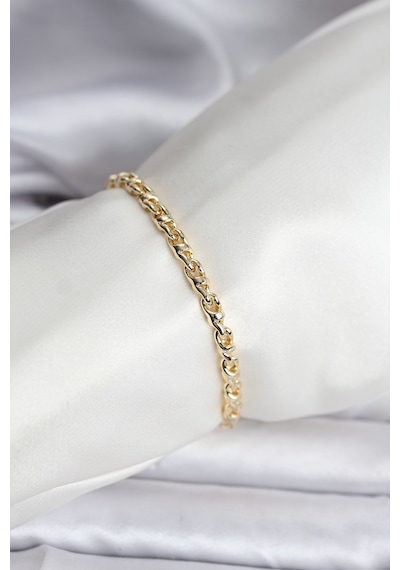 14k Gold Renk Kaplama Zincir Model Kadın Cm Bileklik Altın
