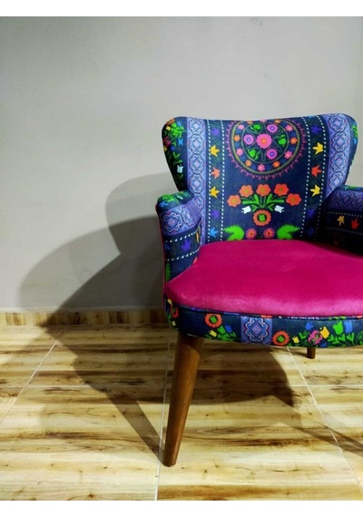 Azra Mobilya Berjer-koltuk-berjer-sandalye -ahşap Iskelet-ofis Büro Cafe Koltugu Fuşya