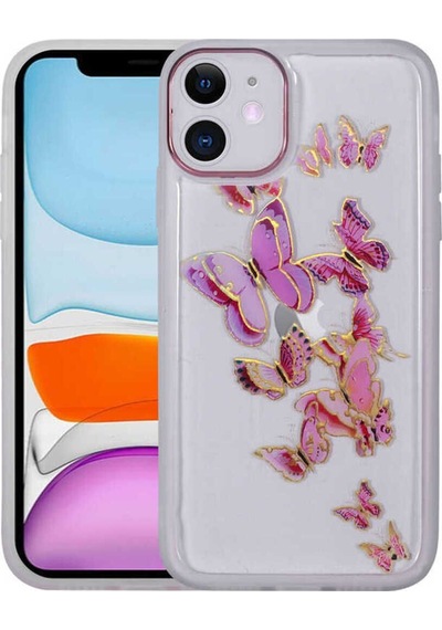 Apple Uyumlu iPhone 11 Figürlü Desenli Işıltılı Sert Bth Sos Kılıf no4