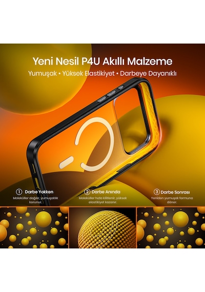 Aohi The Future Apple iPhone 17 Pro Kılıfı, Magsafe Uyumlu Telefon Kılıfı, Siyah