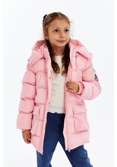 Benitto Kids Kız Çocuk Kalın Kışlık Kapüşonlu Kaban 51349 Pembe