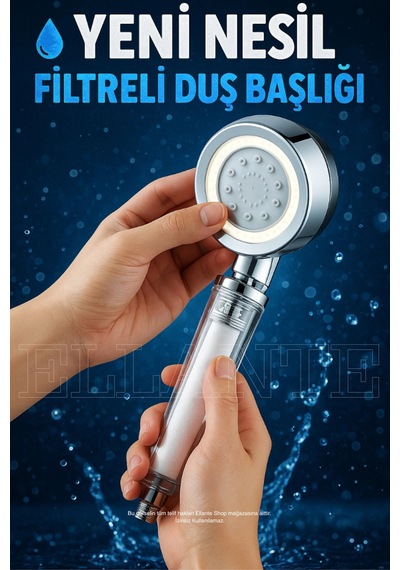 5 Fonksiyonlu Krom Beyaz Çelik Filtreli Kireç Önleyici Yüksek Basınçlı Tasarruflu Banyo Duş Başlığı