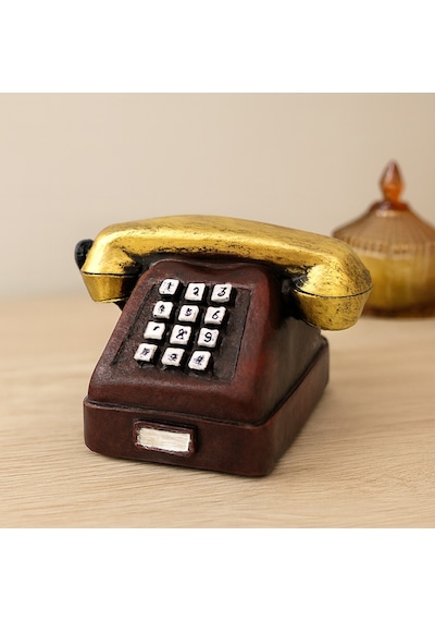 Ankesörlü Telefon Dekoratif Biblo - Reçine 9.5x9.5 Cm 1