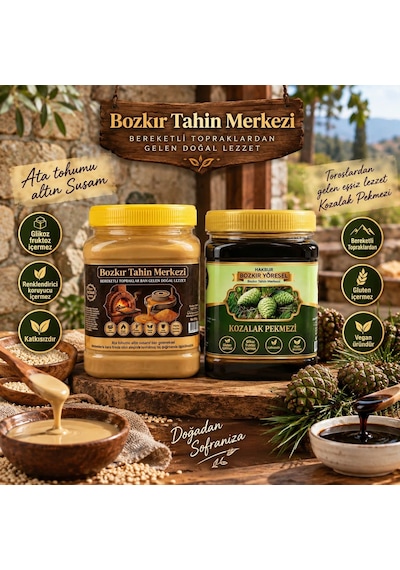 Bozkır Tahin Merkezi Yerli Altın Susam Kavrulmus Tahin 935gr- Geleneksel Kozalak Pekmezi 950gr