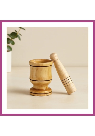 Gees Global Küçük Ahşap Havan Sarımsak Dövecek 6x4x8.8 Cm Gbzs