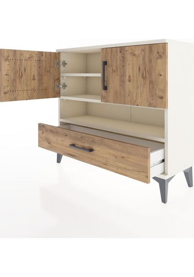 Arges Şifonyer 3 Raflı Tek Çekmeceli 2 Kapaklı 88x30x80 Aytaşı-çam Aytası