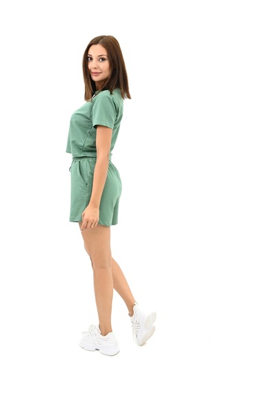 Koza Butik Kadın Kısa Kollu Lastik Baskı Detaylı Şort Takım 4093-25 001