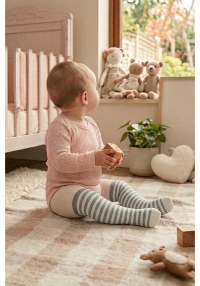 Cocole Socks Erkek Bebek Külotlu Çorabı 3'lü Set Pamuklu Gri 0-24 Ay Çok Renkli