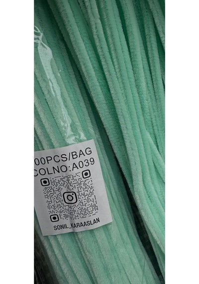 Şönil 100 Lü Yeşil Renk Kod A039 30 Cm - Yoğun Tüylü Hobi Çubuğu Tel El İşi 100 Lü Paket