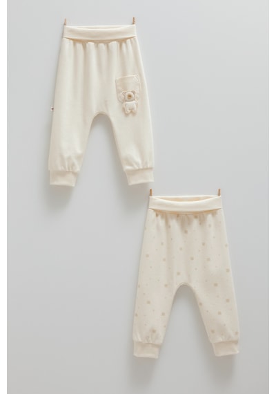 Caramell Cute Bear Cep Detaylı Patiksiz İkili Pantolon Bej