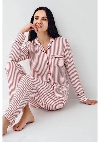 Pierre Cardin Kadın Kırmızı Gömlek Pijama Kırmızı