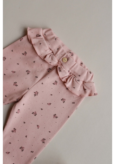 Oh La La Koala Gül Baskılı Bel Fırfırlı Kız Bebek Tayt Pembe