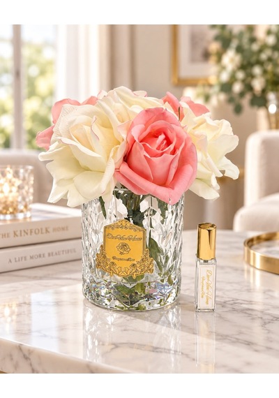 Rosemira Yedi Güllü Parfümlü Dekoratif Çiçek Pink & White-7674 Gül - Meyve