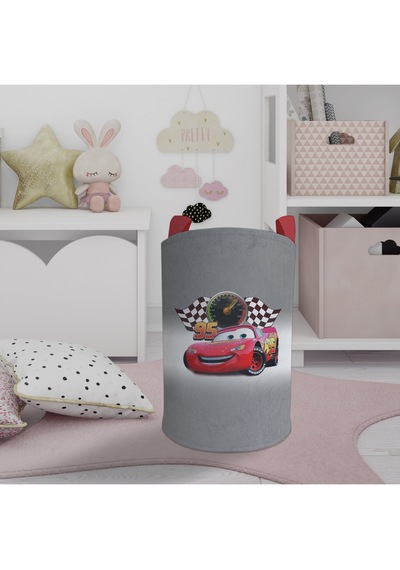 Mekta Home Bebek Ve Çocuk Odası Gri Mcqueen Desenli Oyuncak Sepeti Renkli Çok Renkli