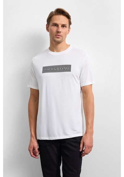 Backandbond Ekru Regular Fit Bisiklet Yaka Tişört