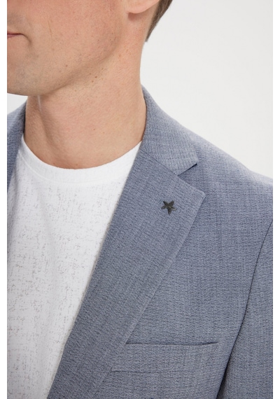 Ac&co Erkek Grı Slim Fit Mono Yaka Beli Bağlamalı Gofre Desenli Takım Elbise Gri