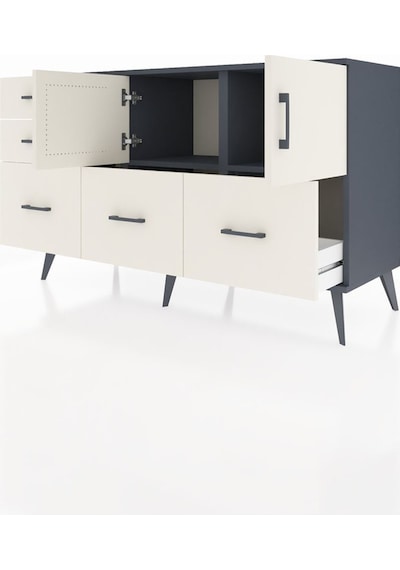 Kronos Konsol 2 Raflı 5 Çekmeceli 2 Kapaklı 132x59x83 Antrasit-aytaşı/aytaşı Aytaşı/aytaşı