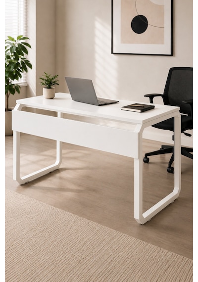 Bilgisayar Ve Oyuncu Çalışma Masası Beyaz - Ofis Masası Geniş Tasarım 140x72x50 Cm