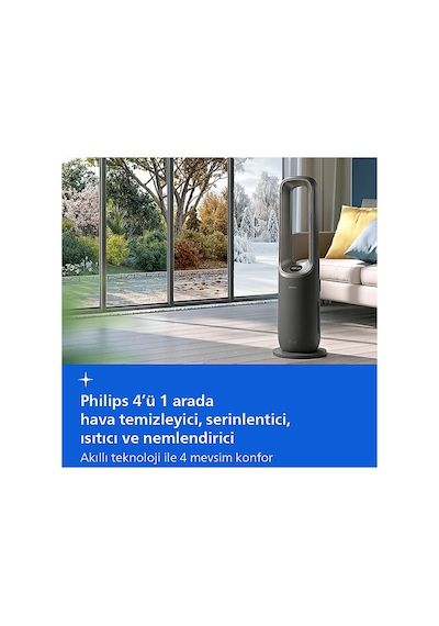 Phılıps Amf970/10 Fan, Isıtıcı, Nemlendirici 4'ü 1 Arada Hava Temizleyici Gri