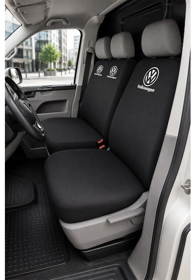 Volkswagen Transporter - Siyah Penye Oto Koltuk Kılıfı - Marka Logo Baskılı