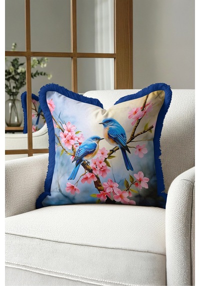 Kuş Çiçekli Bahar Desen Saçaklı Yastık Kılıfı - Sakura Pembe Lacivert Püsküllü Kırlent Kılıfı Kadim Atlas Aura Kuş Çiçekli Bahar Desen Saçaklı Yastık Kılıfı - Sakura Pembe Lacivert Püsküllü Kırlent Kılıfı Kadim Atlas Aura