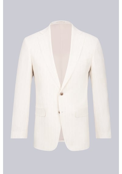 Hatemoğlu Ekru Slim Fit Mono Yaka Keten Ceket