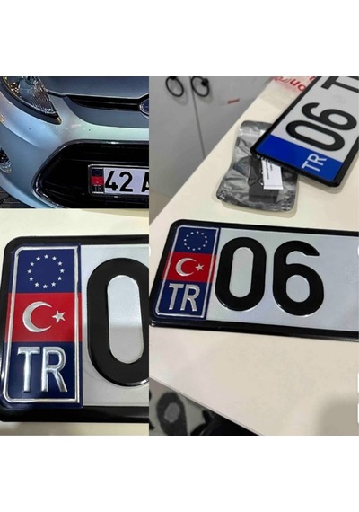 Plaka Tr Yazılı Arma Mavi Kırmızı 2li Set 10x4,5 Cm Glz00601843 1 Adet