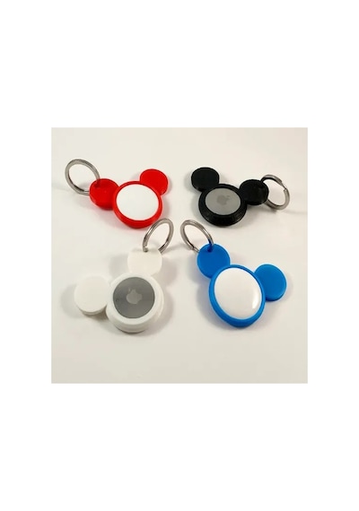 Mickey Mouse Airtag Uyumlu Anahtarlık Çanta & Anahtar Takip Aparatı Beyaz