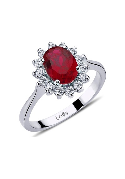 Lova Pırlantalı Oval Yakut Anturaj Yüzük - 1080056