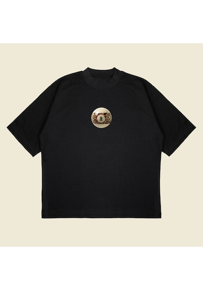 Startmore Lucky9leopar Boxy Fit Oversize Unisex Tshirt Baskılı Tişört Siyah