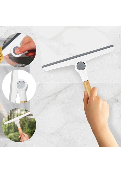 Oynar Başlı Camsil - Cam Silme Aparatı Ahşap Sap - Plastik Uç Sap - 16.5 Uç : 24cm Bx40 Çok Renkli