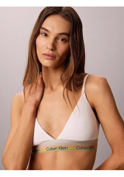Calvin Klein Kadın Elmas Kesim Pamuklu Logo Detaylı Beyaz Sütyen-15940