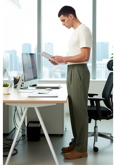Ersefa Klasik Baggy Fit Pileli Erkek Kumaş Pantolon Antrasit Fonksiyonel haki