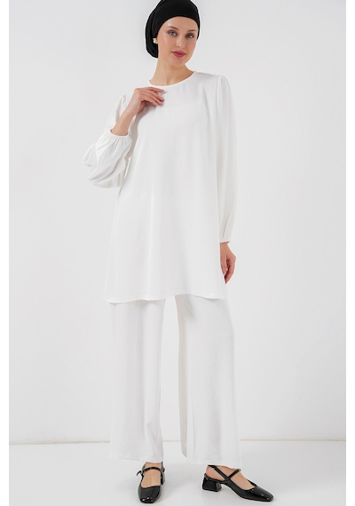 Bigdart Ayrobin Tunik Pantolon Alt Üst Takım 6712 - Beyaz