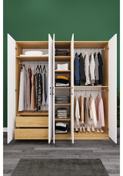 Asra Trend Lüks 5 Kapaklı Çekmeceli Gardırop %100 Mdf Askılı Aynalı Düzenleyici Elbise Dolabı G-04 Çok Renkli Asra Trend Lüks 5 Kapaklı Çekmeceli Gardırop %100 Mdf Askılı Aynalı Düzenleyici Elbise Dolabı G-04 Çok Renkli