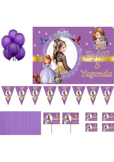 Prenses Sofia Doğum Günü Süsleri, Parti Seti, Magnet Konuşma Balo