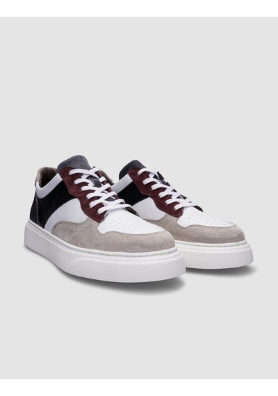 %100 Hakiki Deri Bej-siyah Bağcıklı Erkek Sneaker-bej Bej