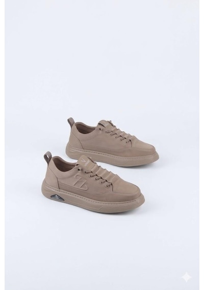 Pepita E327 Rahat Hafif Keten Lastik Bağcıklı Günlük Sneaker Erkek Spor Ayakkabı Camel